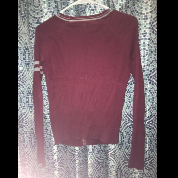 Burgundy and gray cardigan with elbow pads - Picture 2 of 3